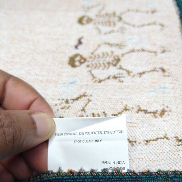 Mainstream Inc. Set of 4 Woven Halloween Dancing Skeletons Black White Placemats - Picture 6 of 6